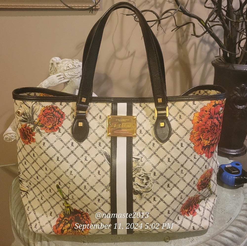 L.A.M.B.  Gwen Stefani Marigold Tote Leather PVC Designer Celebrity Vintage #36